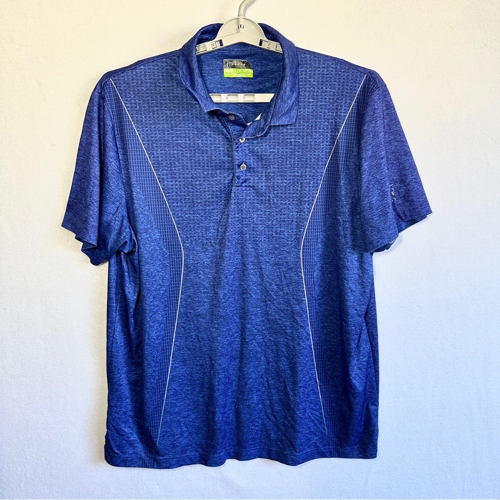 PGA Tour Proseries Polo Shirt Men's XXL Blue Short Sleeve Athletic Fit Polyester